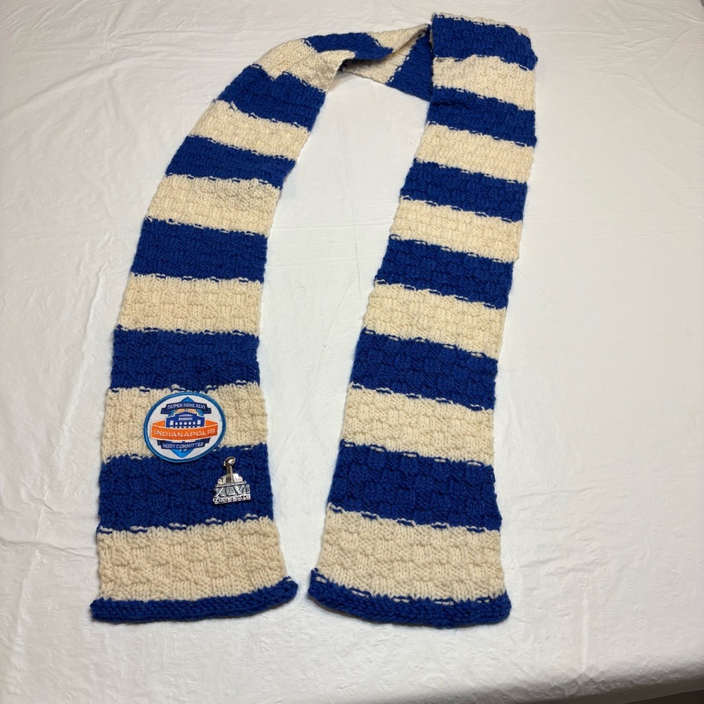 NFL Indianapolis Colts Super Bowl XLVI Knit Scarf  Handmade 82 Inches Long